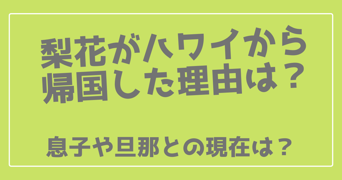 梨花がハワイから帰国した理由は息子 旦那や家族との現在は 100ワニカフェ